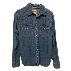 Levis Jean Shirt Jacket Mens Small Pearl Snap Denim Modern Fit Cotton
